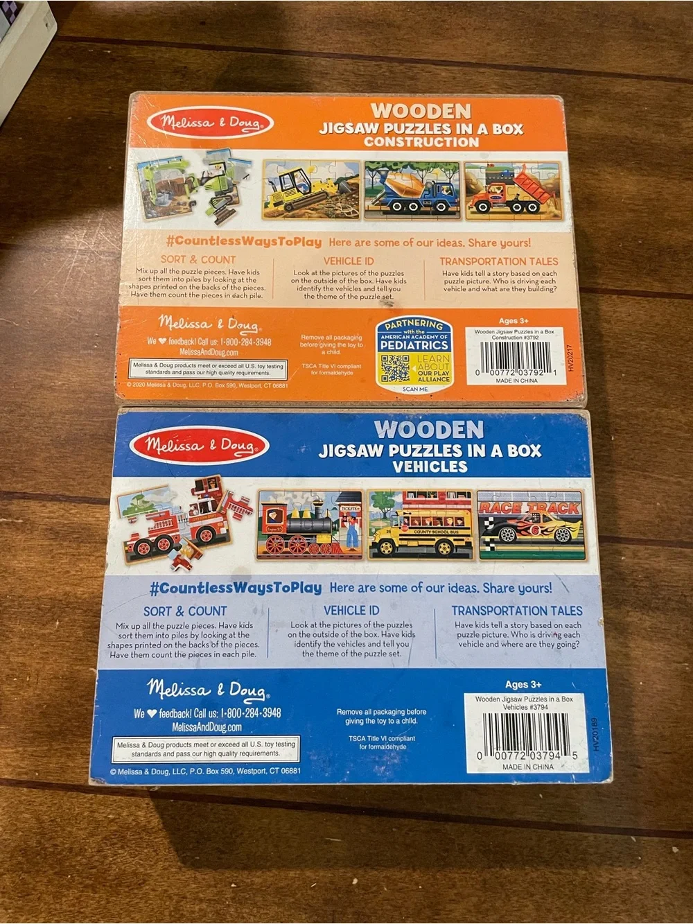 Melissa & Doug Wooden Jigsaw Puzzles in a Box - Blue & Orange